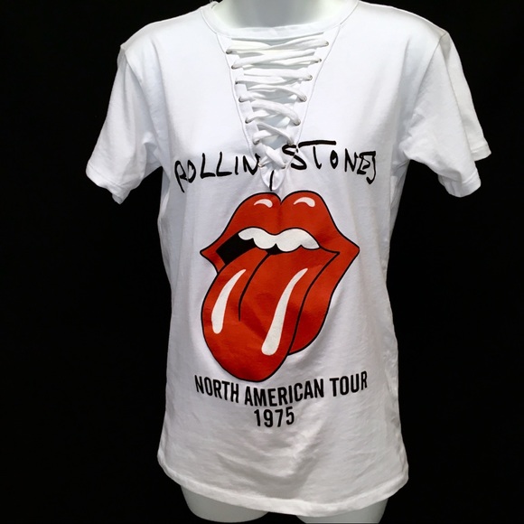 the Rolling Stones Tops - ROLLING STONES NORTH AMERICAN TOUR 1975 Tee SMALL